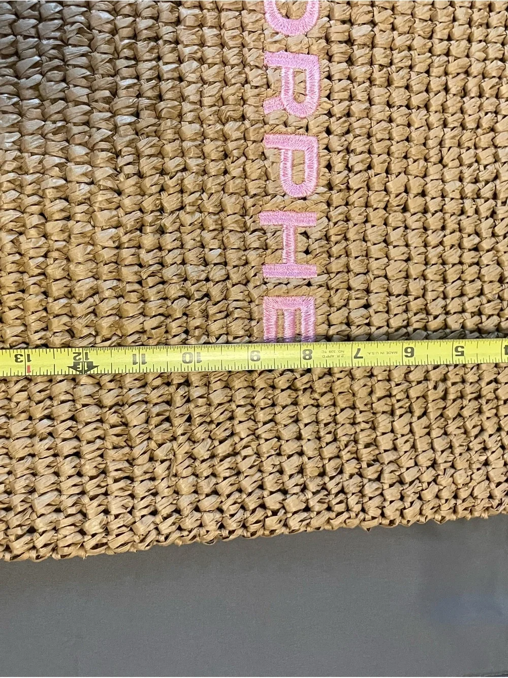 Morphe Natural Straw Tote with Pink Logo